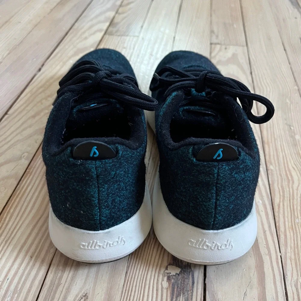 Allbirds Wool Runner Teal Black Heathered Merino Wool Sneakers Womens 9 athletic